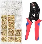 1000Pcs Insulated Spade & Bullet Connectors Crimper Set;Male and Female Crimp Terminals and Insulation Sleeve Kit with Crimping Tool