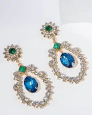 Multi Colour Crystal Statement Drop Earrings