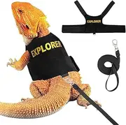 Bearded Dragon Harness and Leash Set, Reptile Lizard Vest Pet Tank Accessories Bearded Dragon Clothes with 5ft Leash Kit