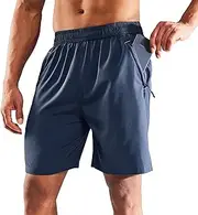 [MIER] Men's Quick Dry Running Shorts with Zipper Pocket, Elastic Waist Athletic Workout Exercise Fitness Shorts, 7 Inch