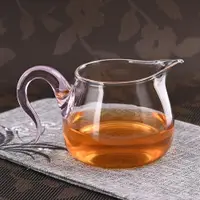 在飛比找ETMall東森購物網優惠-玻璃公道杯圓肚公杯菩提葉茶漏過濾網套裝耐熱茶海茶具精致分茶器