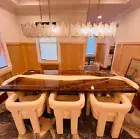 White Epoxy Resin Dining Table Top Handmade Acacia Wood Countertop Slab Desk Dec