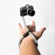 GREY / Reflective White/ Adjustable Camera Wrist Strap – w/ Peak Design Anchor