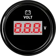52MM Gauge Voltmeter 8-32V Marine Volt Meter Auto Voltmeter Universal Voltage Boat Automobile with Red Backlight 12V 24V Automotive Voltmeter(BB)
