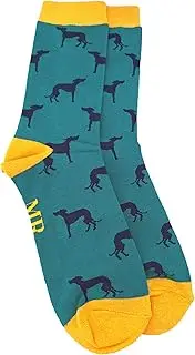 [Purple Possum] Mens Socks Greyhound Dog Whippet Dogs Bamboo Cotton Blend Novelty Socks in Teal Green Blue UK Shoe Size 7-11 Gift Idea, Teal, Green, Blue, 8.5-11 US