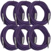 6 Pack of 25 Foot Purple TS to TS Patch Cables PA/DJ Cords 1/4 Inch TS Mono