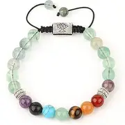 [IBOWZ] Crystal Bracelet Bead Bracelets Chakra Bracelets for Women, 7 Chakra Natural Stone Beads Adjustable Tree Oflife Fluorite Bangle Pray Energy Yoga Unlimited Charm Jewelry Semi-Precious Bracele