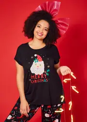 [Taking Shape] Taking Shape Bamboo Santa Pyjama Top Size 20 in Black - Plus Size Women's Clothing Black