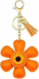 [YangQian] Leather Sunflower Keychain Charm for Bag Purse Backpack Charms Key Chain for Car Keys Charm Women Girls Sun Flower Bag Accessories