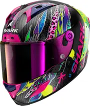 Shark Aeron Fawn Carbon Helmet, carbon-purple-yellow, Size M for Men Carbon Purple Yellow