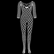 Sexy Female Lingerie Bodysuit Exotic Babydoll Large Mesh Teddies Body Stocking Women See Through Body Suit European Clothing white one size