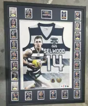 JOEL SELWOOD GEELONG SIGNED AUTOGRAPHED JERSEY FRAMED SELECT CARDS