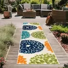 Rugshop Indoor/Outdoor Rugs Brescia Modern Floral Circles Outdoor Runner Rug 2x7