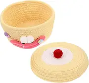 Woven Storage Basket with Lid Cotton Rope Organizer for Dog Food and Treats Decorative Storage Bin for Kitchen and Desktop Sundries Versatile and Stylish Design