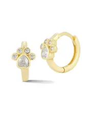 Glaze Jewelry 14K Over Silver CZ Paw Huggie Earrings