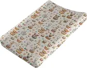 Easter Eggs Baby Changing Pad Covers,Dogs and Floral Unisex Fitted Changing Pad Cover for Boys Girls,Comfortable Breathable Changing Table Cover,Polyester Easy Care Diaper Changing Pad Table Sheets