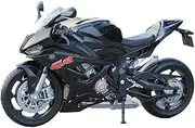Motorcycle Model with Steering Movable Stand for S1000RR 1:12 Alloy Sports Motorcycle Model Diecast Metal Toy Street Racing Motorcycle Model Collection Gifts(Black)
