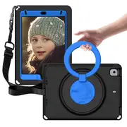 ZUSLAB iPad Mini 2 Case with Screen Protector Hybrid Shockproof Rugged Cover Handle Grip Kickstand Strap Holder for Apple 7.9 inch (2013) - Black