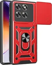 [ILING] Mobile Phone Case for Motorola Edge 60 Fusion/Motorola Edge 60 5G, Ultra Thin Shockproof Metallic Matte Texture Hard PC Case, Soft Silicone TPU Protective Case with Ring Stand and Camera
