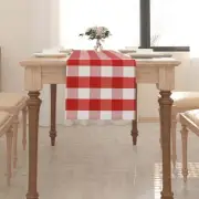 Red & White 2 Piece Fabric in 1 Cotton Buffalo Check Table Runner Cloth for F...