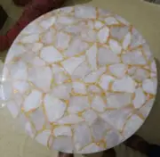 White Agate Round Coffee Table Top Modern Sofa Center Table Cafeteria Table Deco