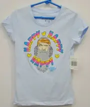 Duck Dynasty Girls shirt Size 4/5 XS Happy Happy Happy Phil Robertson Blue New