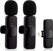 Wireless Microphone, Plug-Play Wireless Lavalier Mic with 2 Microphone for iP...