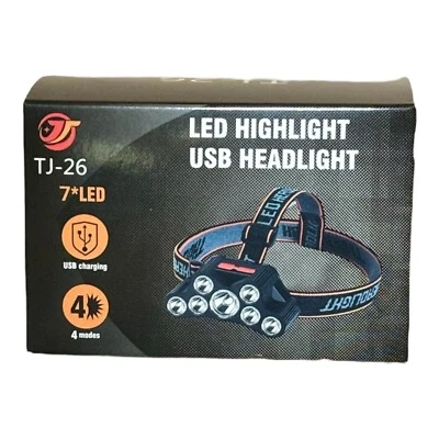 Super Bright 5 LED Zoom Headlamp USB Rechargeable Headlight Head Torch