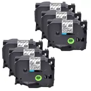 6PK Compatible with Brother P-Touch TZ-151 Black on Clear 1" Label Tape 24mm