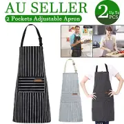 1/2X Adjustable Apron Hanging Neck Cooking Kitchen Baking Bar BBQ Chefs 2Pockets