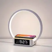 WILIT Bedside Table Lamp, Touch Lamp with Alarm Clock with Wireless B17