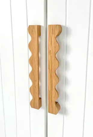 Wooden wavy handles with bushings and bolts for cabinet door, drawers, desk