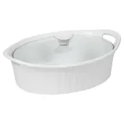 Corningware French White III Oval Casserole with Glass Cover, 2.5-Quart