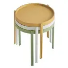 Nesting Plastic Coffee Table with Metal Legs, Stackable Yellow, White, Green