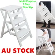 3 Step Ladder Folding Step Stool Portable Multi Purpose Step Ladder Non Slip AU