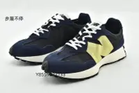 在飛比找Yahoo!奇摩拍賣優惠-NEW BALANCE 327 黑藍黃 大N 麂皮 休閒 慢