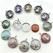 8pcs necklaces meditation yogi lotus flower crystal gemstone black leather cord