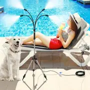 Standing Misters for Outside Patio,Adjustable Height 3.2-4.1FT Misting System Line 26.5FT Portable Water Misters for Cooling Outdoor with Tripod Base Stand