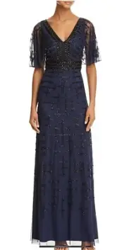 Aidan Mattox Hand Beaded Gown Navy Blue Sz 6 NWT $495 STUNNING ✨