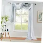 1 Piece Ombre Chiffon Sheer Window Scarf Valance Curtains 18ft for Living Grey