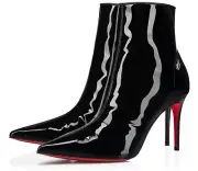 Christian Louboutin Sporty Kate Booty 85 Black Patent CL Ankle Heel Bootie 36.5