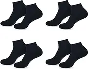 [LMDPRAJAPATIS] Ankle Low Cut Socks for Women Pack of 4 Pairs - Athletic Socks Comfortable Breathable Short Cotton Blend Socks, Reinforced Heel & Toe, Durable, Lightweight Ideal for Everyday Use - Black, 4 Black,