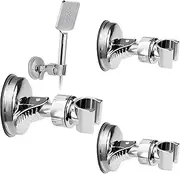 3PCS Adjustable Shower Head Holder Wall Mount, No Drill Removable Handheld Shower Head Holder with Vacuum Suction Cup, Waterproof Shower Wand Holder for Bathroom