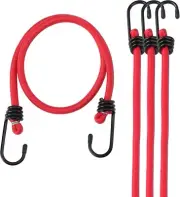 Bungee Cord with Hooks 4 Pack Superior Rubber Heavy Duty Straps Strong Elastic