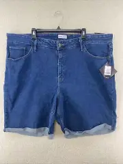 Women's Plus Size High-Rise Jean Shorts - Ava & Viv - Medium Wash 26W