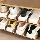 2pcs Anti-slip Double Layer Shoe Rack Adjustable Shoes Storage Rack Wardrobe