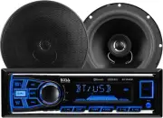 Car Stereo Bluetooth Wireless AM FM Radio Mp3 USB SD with 2 Way Speaker Package