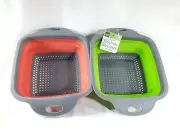 2 Strainer Collapsible Kitchen Colander Vegetable Fruit Basket Tool 2Pack Red/G