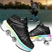 [TOME.SKATES] Roller Skates Shoes boys and girl，Shoes with Wheels for women and men，Adjustable Double Row Skating Shoes for kids,Trainers/Skates 2 in 1