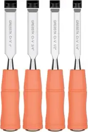 4 Piece Wood Chisel Set for Woodworking Professional CRV Steel Sharp Bevel Edge